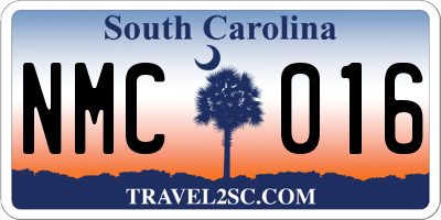 SC license plate NMC016