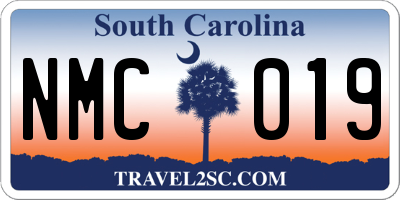 SC license plate NMC019