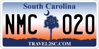 SC license plate NMC020