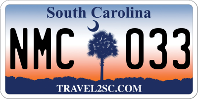 SC license plate NMC033