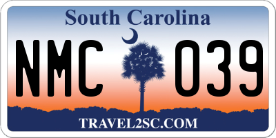 SC license plate NMC039