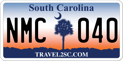 SC license plate NMC040