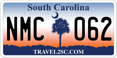 SC license plate NMC062
