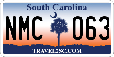 SC license plate NMC063