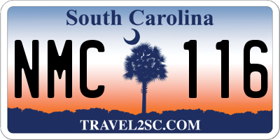 SC license plate NMC116
