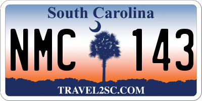 SC license plate NMC143