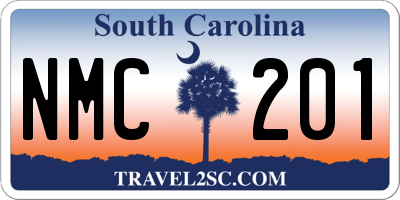 SC license plate NMC201