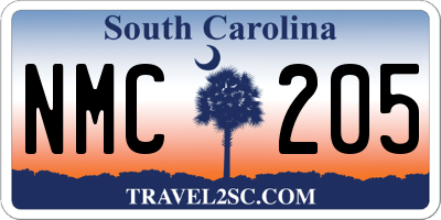 SC license plate NMC205