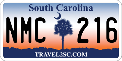 SC license plate NMC216
