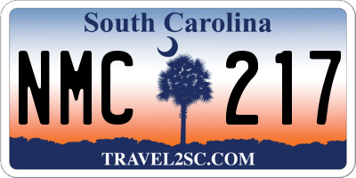 SC license plate NMC217