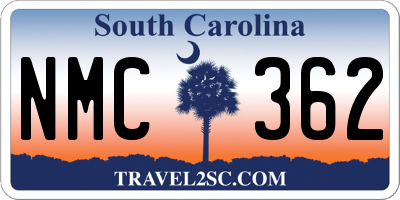 SC license plate NMC362