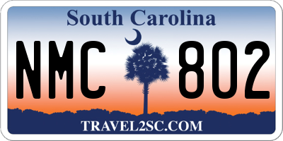 SC license plate NMC802