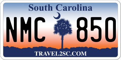 SC license plate NMC850