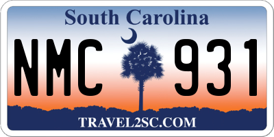 SC license plate NMC931