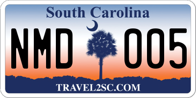 SC license plate NMD005
