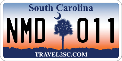 SC license plate NMD011