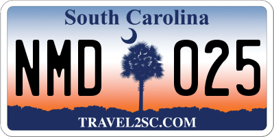 SC license plate NMD025
