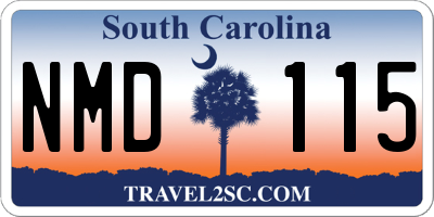 SC license plate NMD115