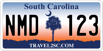 SC license plate NMD123