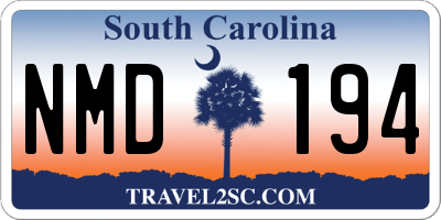 SC license plate NMD194
