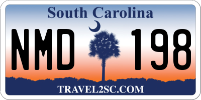 SC license plate NMD198