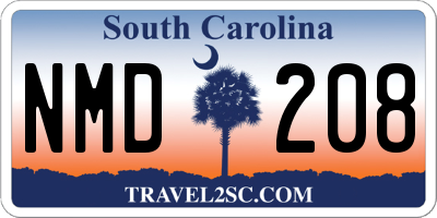 SC license plate NMD208