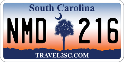 SC license plate NMD216