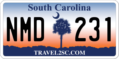 SC license plate NMD231