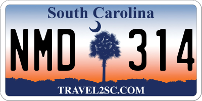 SC license plate NMD314