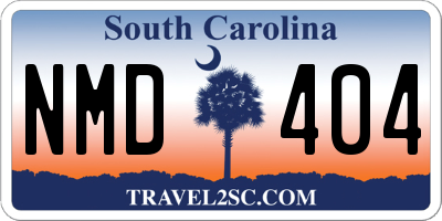 SC license plate NMD404