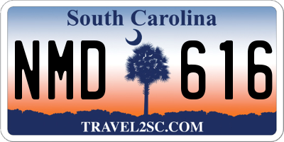 SC license plate NMD616