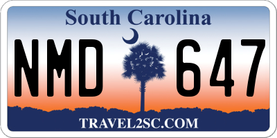 SC license plate NMD647