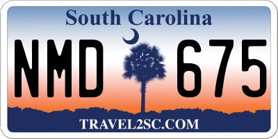 SC license plate NMD675