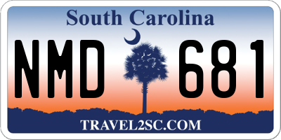 SC license plate NMD681