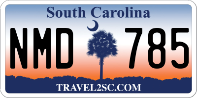SC license plate NMD785