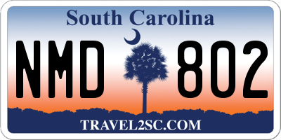 SC license plate NMD802