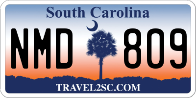SC license plate NMD809