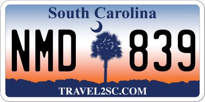 SC license plate NMD839