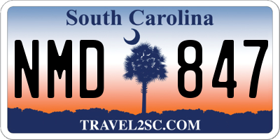 SC license plate NMD847