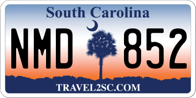 SC license plate NMD852