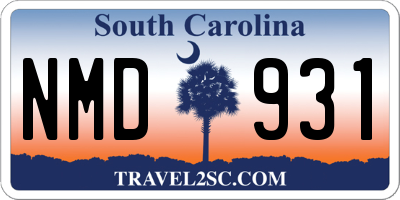 SC license plate NMD931