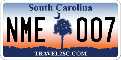 SC license plate NME007