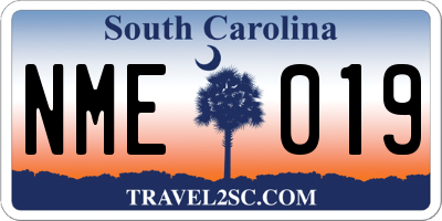 SC license plate NME019