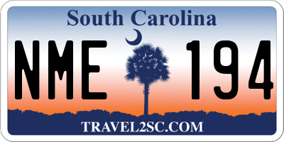 SC license plate NME194
