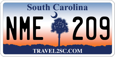 SC license plate NME209