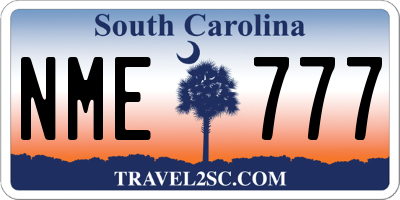 SC license plate NME777