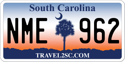 SC license plate NME962