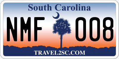 SC license plate NMF008