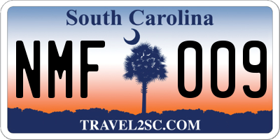 SC license plate NMF009