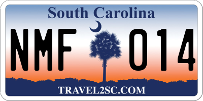 SC license plate NMF014